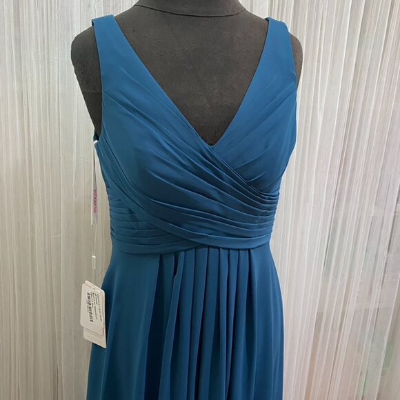 JJ's House Ink A-line V-Neck Floor-Length Chiffon Bridesmaid Dress Size 10 - Picture 2 of 16